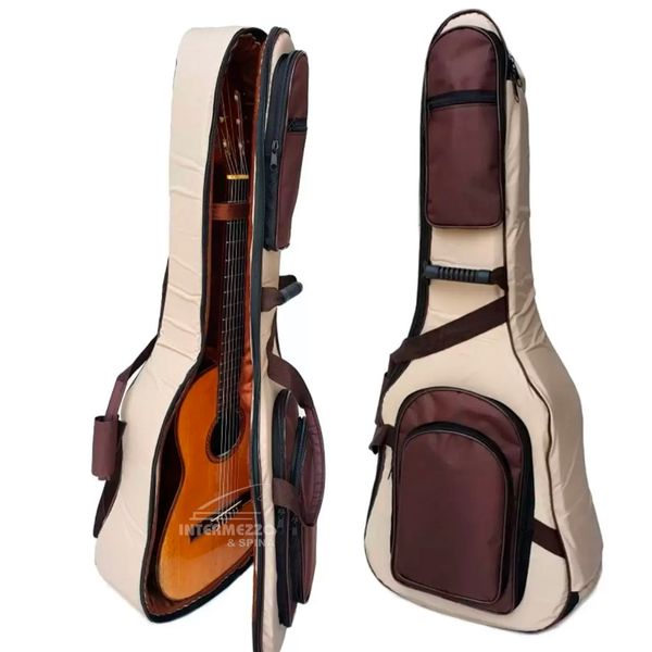 Capa Violão Clássico Deluxe Bege e Marrom Logbag Capa Violão Clássico Deluxe Bege e Marrom Logbag