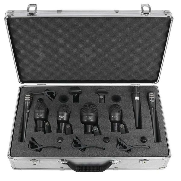 Kit Kadosh com 7 Microfones Para Bateria e Hard Case K-7 Slim 7 peças