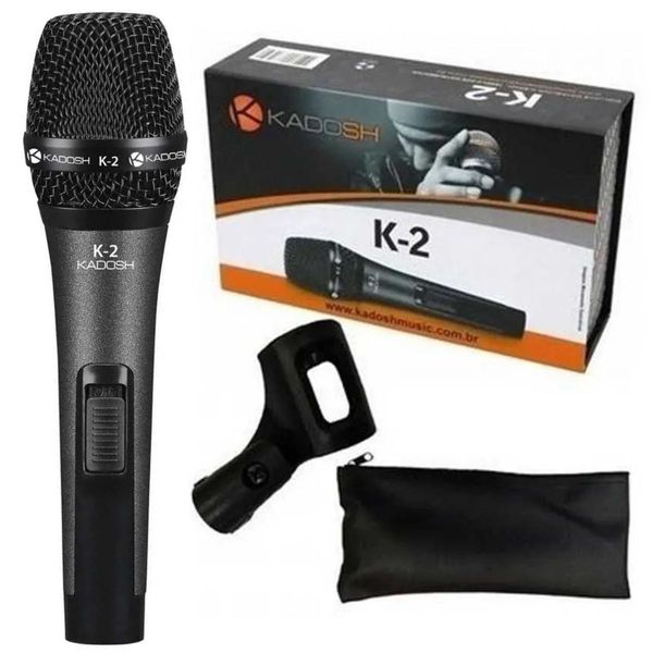 Microfone com Fio Profissional Kadosh K2 Dinâmico Cardióide