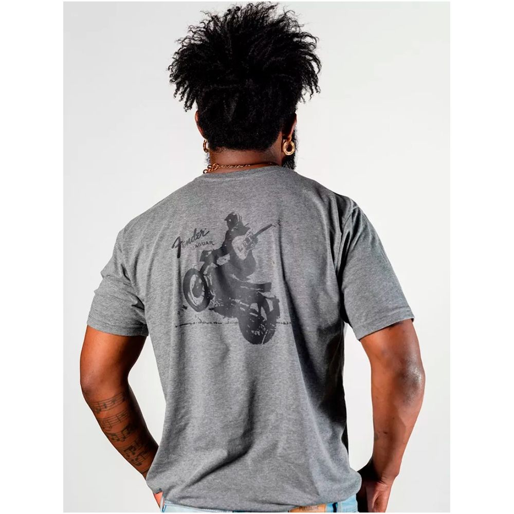 Fender Camiseta de guitarra triple para hombre gris carbón