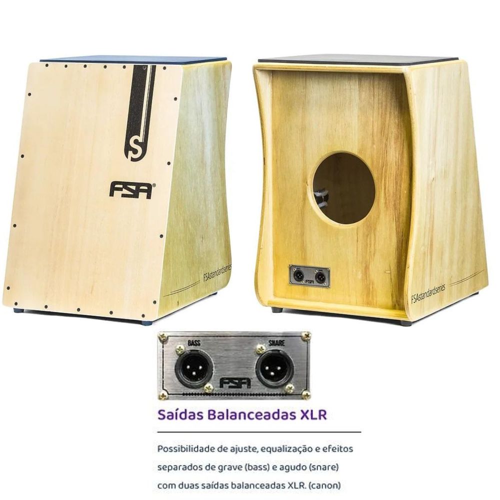 Cajon FSA Standard FS2509 Sumaúma Natural Captação Dupla XLR INTERMEZZO